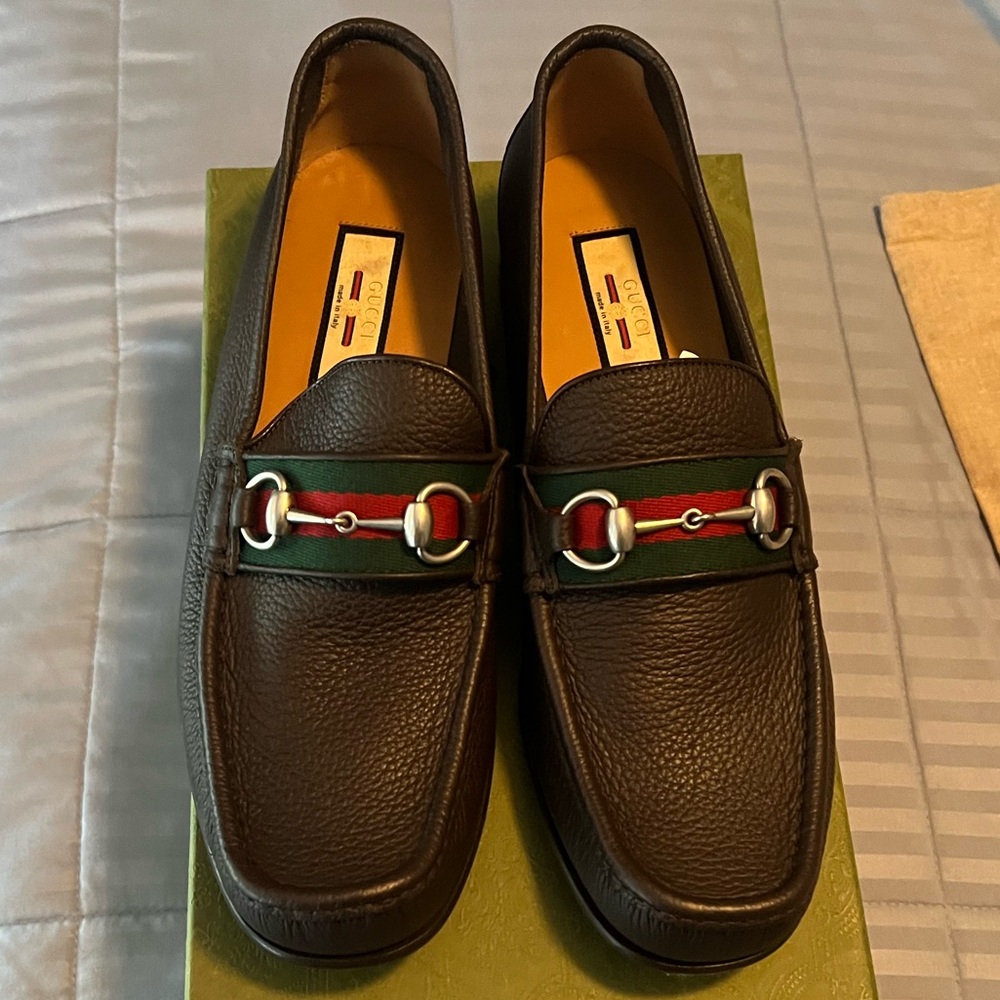 Gucci Web-stripe horse bit loafer, brand new in original packaging.